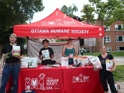 Volunteers at a pet food bank